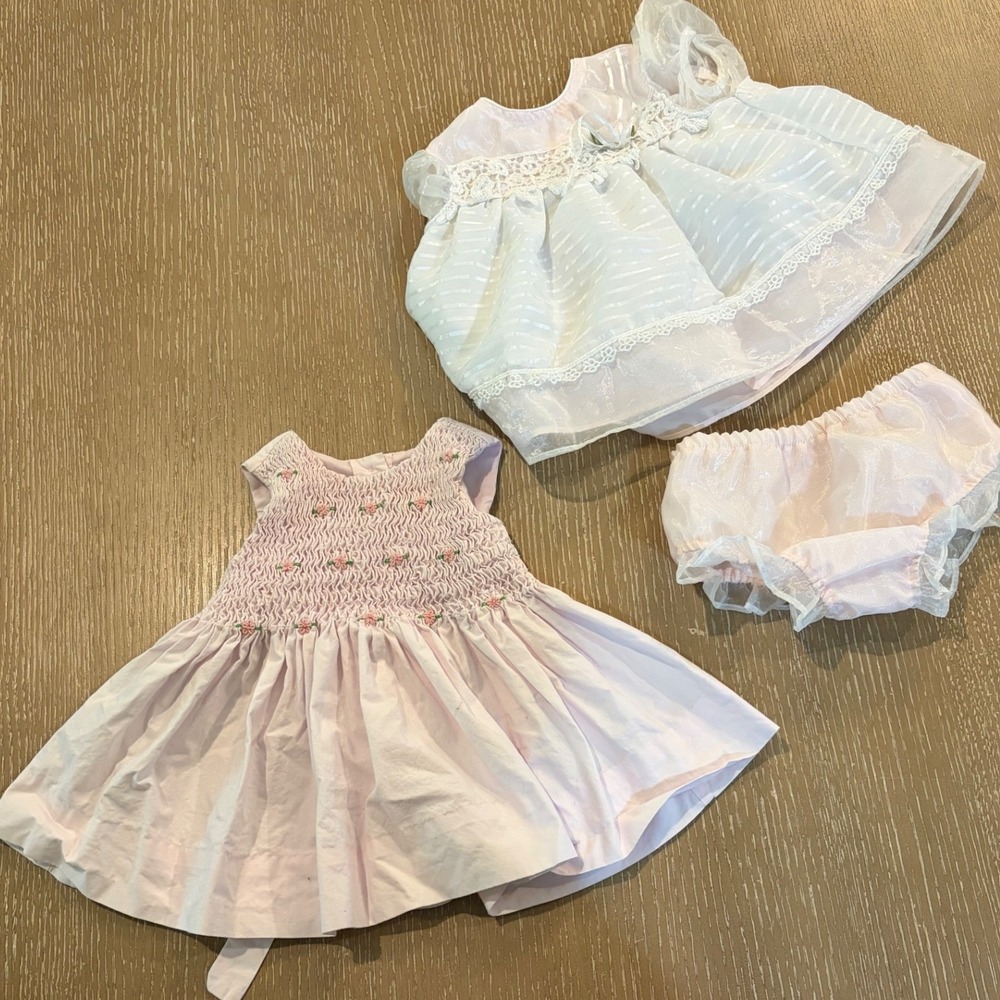 Baby Girl 0-3M Dress Outfit Lot‎ Rose Cottage Class Club Smocked Bloomers